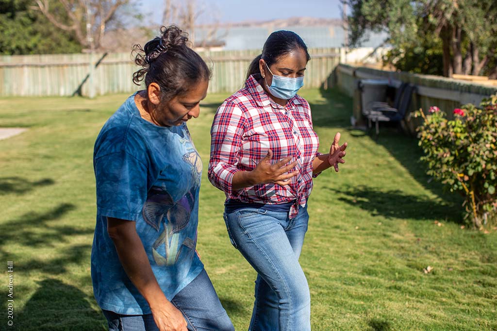 Norma and Sandra laugh and recount the deep friendship that they have forged over this garden.